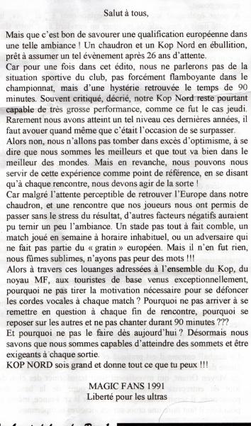 La voix de la nord du match contre Monaco